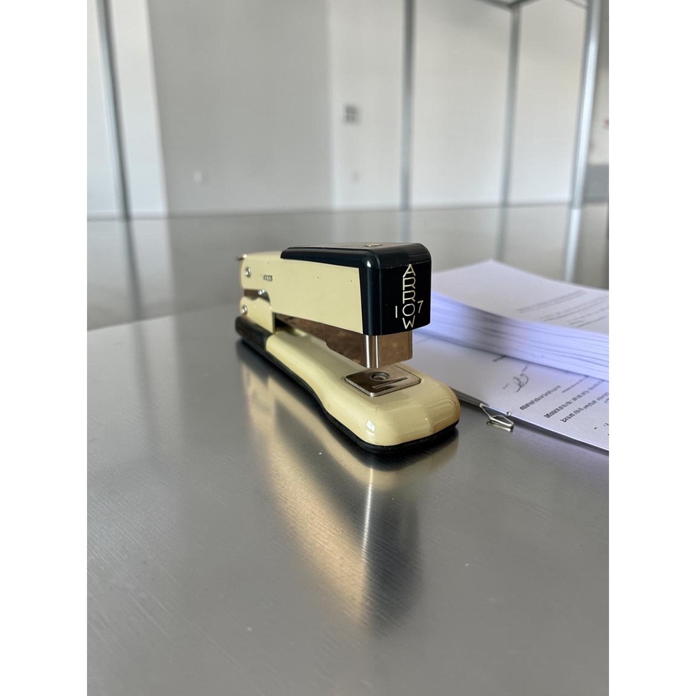 Vintage Arrow 107 Stapler Cream Black - Mid Century Office Desk Decor